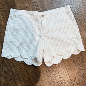 White Scalloped Women's Shorts